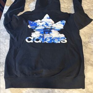 adidas Black Hoodie with Blue graphic, size small